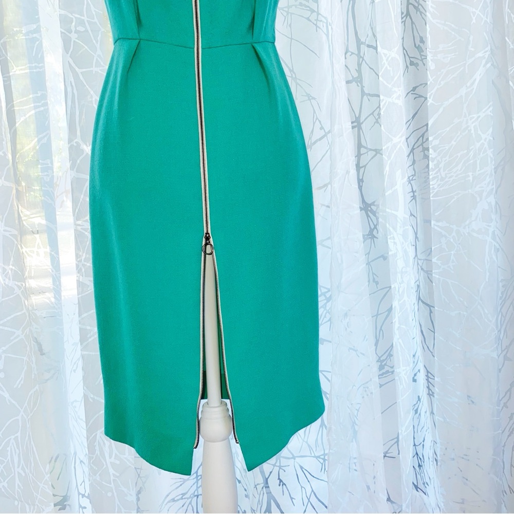 ROKSANDA ILINCIC TEAL GREEN PLEATED BACK ZIPPER SLEEVELESS SHEATH DRESS - Picture 8 of 14